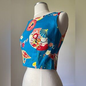 Trashy Diva by Candice Gwinn geisha fan, origami, umbrella print crop top size 6